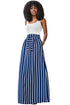 Sexy Dark Blue Striped Maxi Skirt